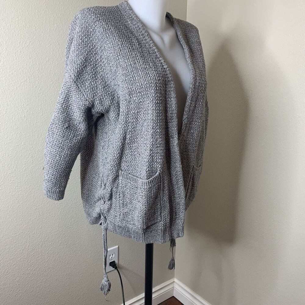 Madewell Gray Cardigan Sweater Braided Sides Pocket Long Sleeve Womens Sz Medium